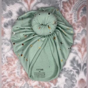 Mint Green Turban with Gold Stars